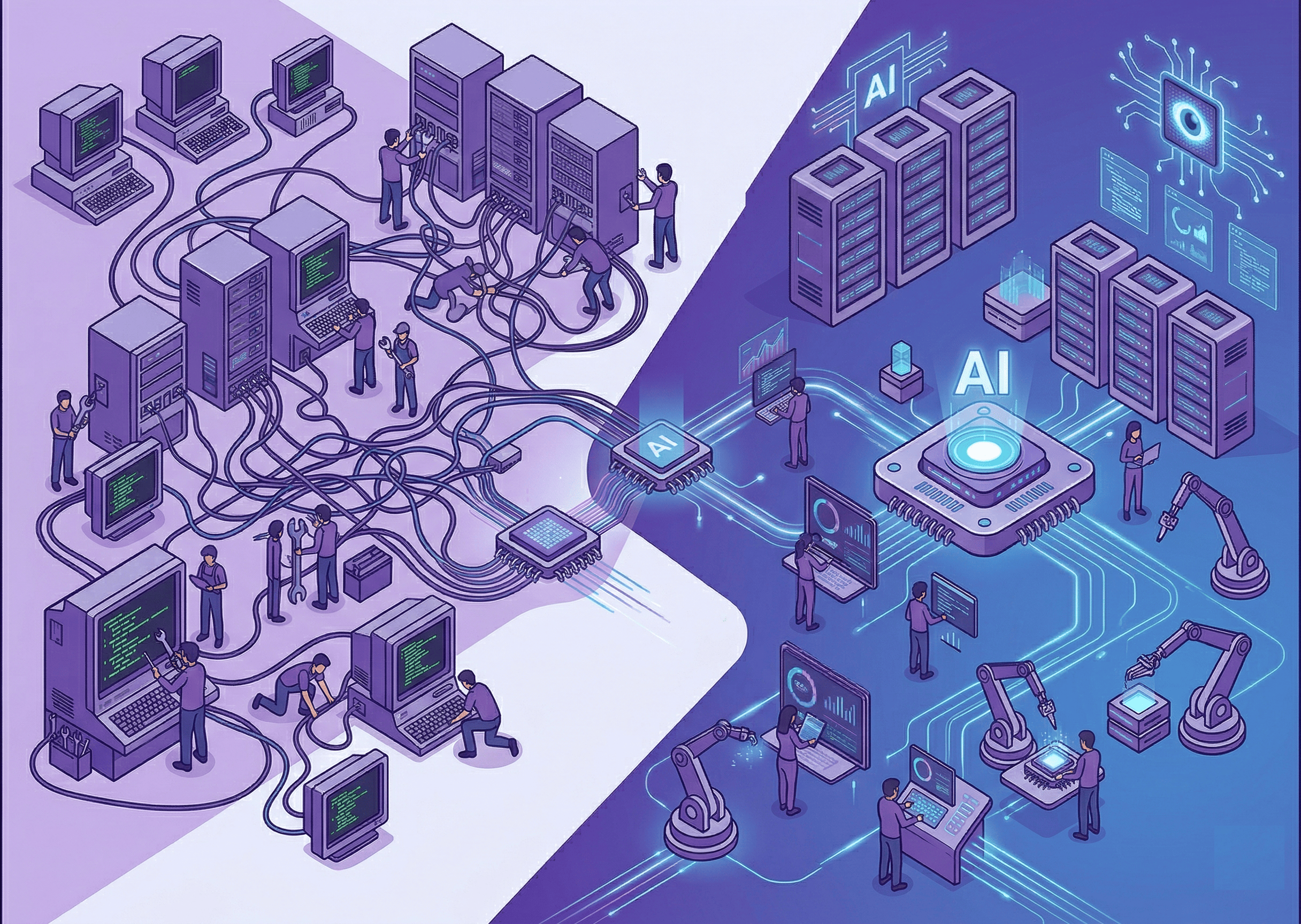 Legacy systems evolving into modern AI-integrated infrastructure